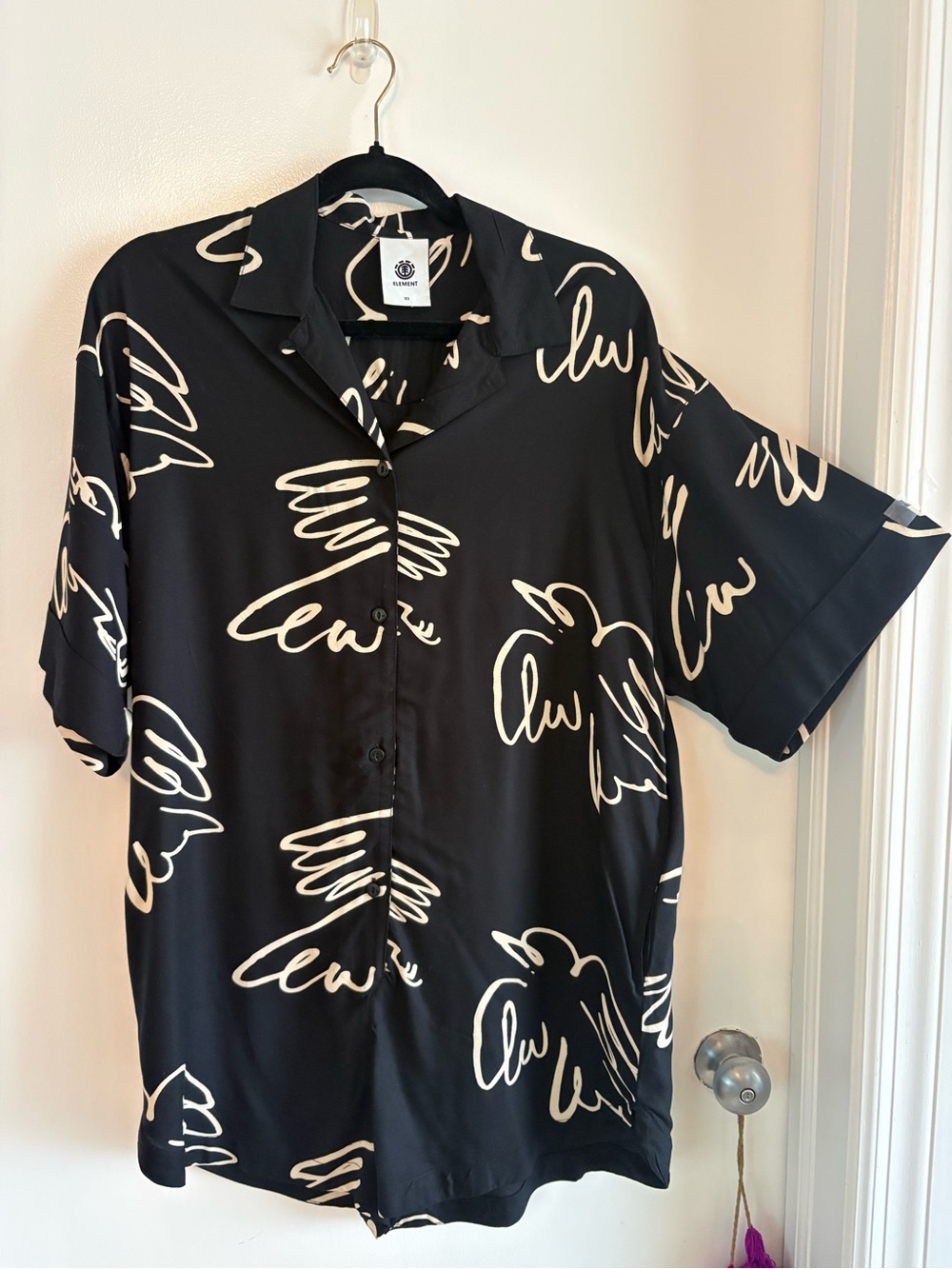 ELEMENT Black and Cream Print Oversized Short Jumpsuit! New. Loose fit. Add belt